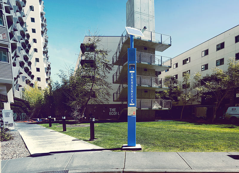 UCSD Apartments Blue Light Tower Emergency Phone Installation