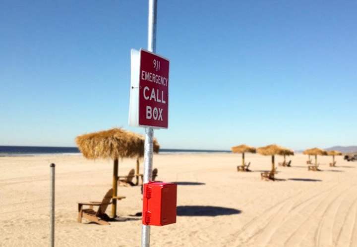 Beach Lexan Call Box Emergency Phone Installation